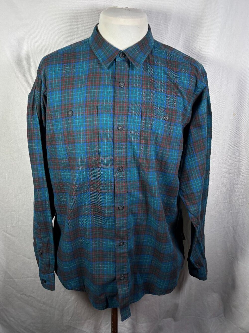 Patagonia Pima Cotton Plaid Flannel Shirt Men's L Organic Cotton 53837 FA17